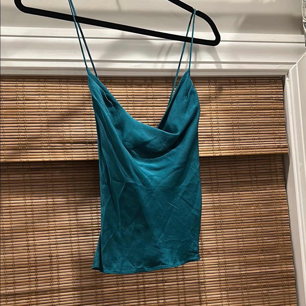La Academie (Revolve) Turquoise Cowl Neck Top